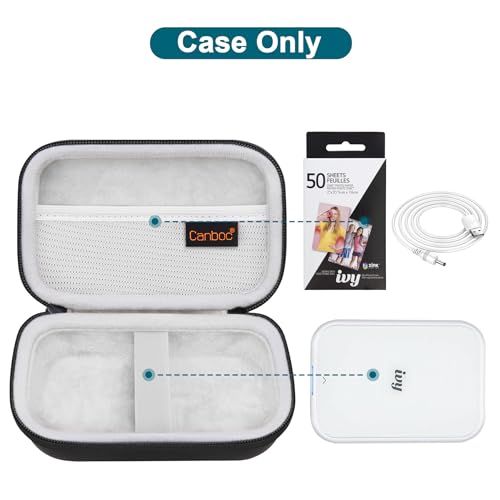 Canboc Hard Case for New Canon Ivy 2/ Canon Ivy/Canon Ivy CLIQ+ CLIQ 2 CLIQ+2 Photo Printer Mobile Wireless Bluetooth Instant Camera Printer, Mesh Bag fit Photo Paper Cable, Black - Image 2