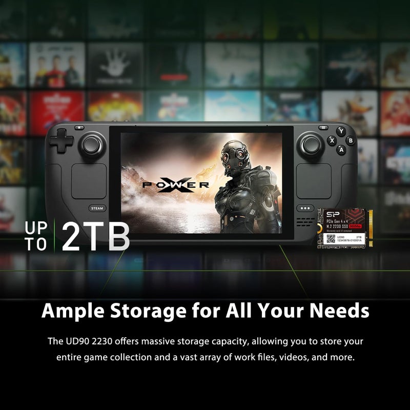 SP Silicon Power Silicon Power SU01KGBP44UD9007MM SSD UD90 2230 NVMe 4.0 Gen4 PCIe M.2 R/W up to 5000/3200MB/s Compatible with Steam Deck - Image 4