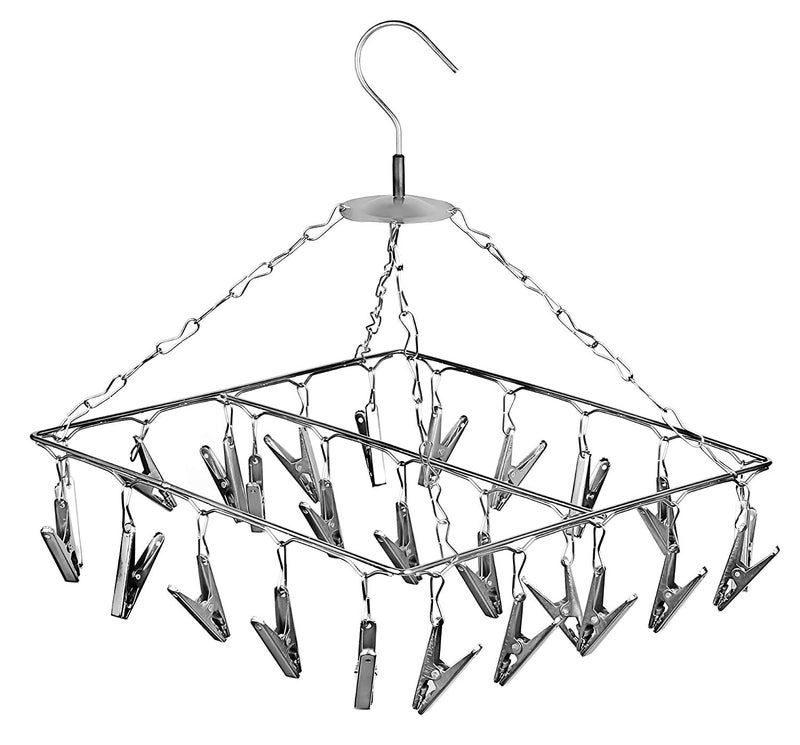 Konquer TimeS 25 Clips Stainless Steel Square Cloth Dryer/Clothes Drying Stand/Hanger with Clips | Baby Cloth Hanger - Image 1