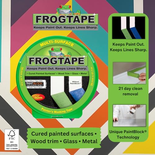 FrogTape Frog Tape Green Multi Surface Painters Masking Tape, Indoor Painting and Decorating for Sharp Lines and No Paint Bleed 36mm X 41.1m - Image 2