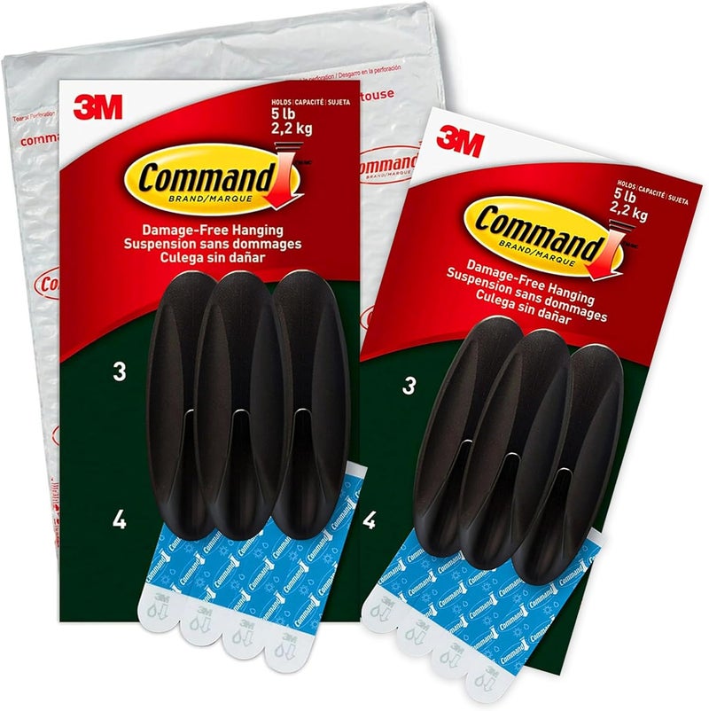Command Outdoor Large Hooks, Bronze, Holds up to 5 lbs, 6-Hooks, 8-Strips, Damage Free Hanging Wall Hooks for Hanging Outdoor Wall Decor with Weather - Image 1