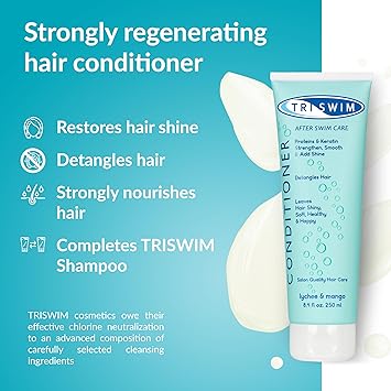 Triswim Hair Conditioner for Swimmers after Swim Care Moisturizing Conditioner for Hair Vegan Hair Conditioners for Active People 251ml - Image 4
