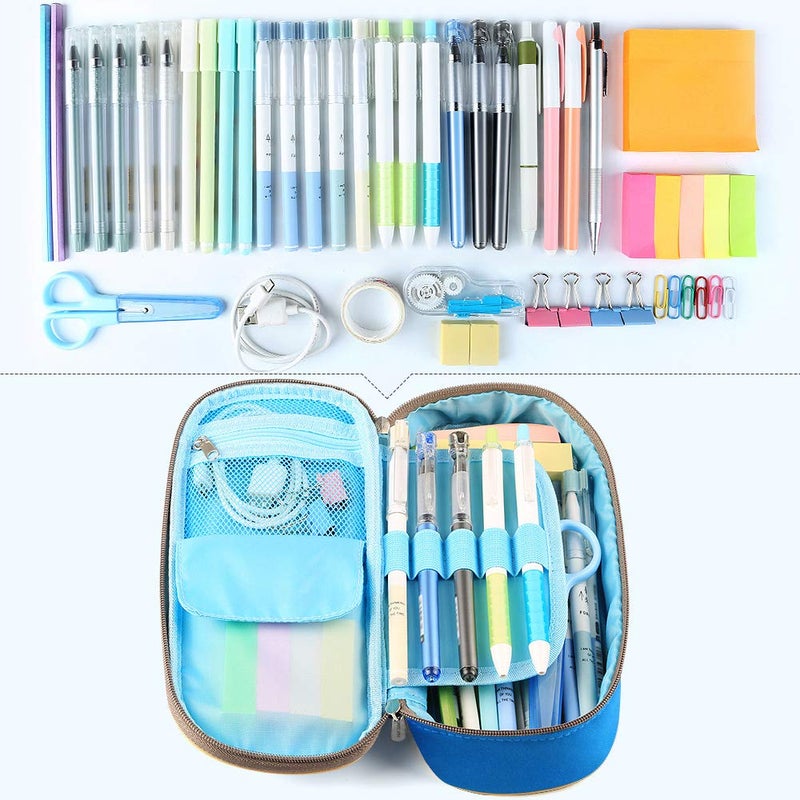Homecube Pencil Case Big Capacity Pencil Bag Makeup Pen Pouch Durable Students Stationery With Double Zipper Pen Holder for School/Office, Blue - Image 3