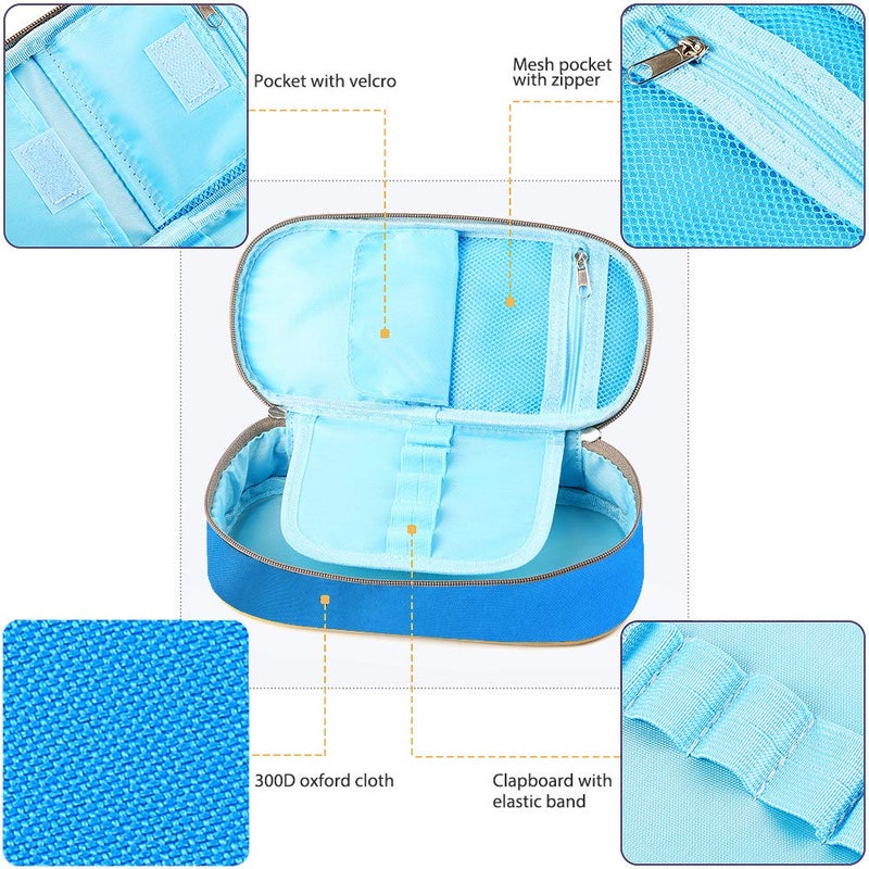 Homecube Pencil Case Big Capacity Pencil Bag Makeup Pen Pouch Durable Students Stationery With Double Zipper Pen Holder for School/Office, Blue - Image 5