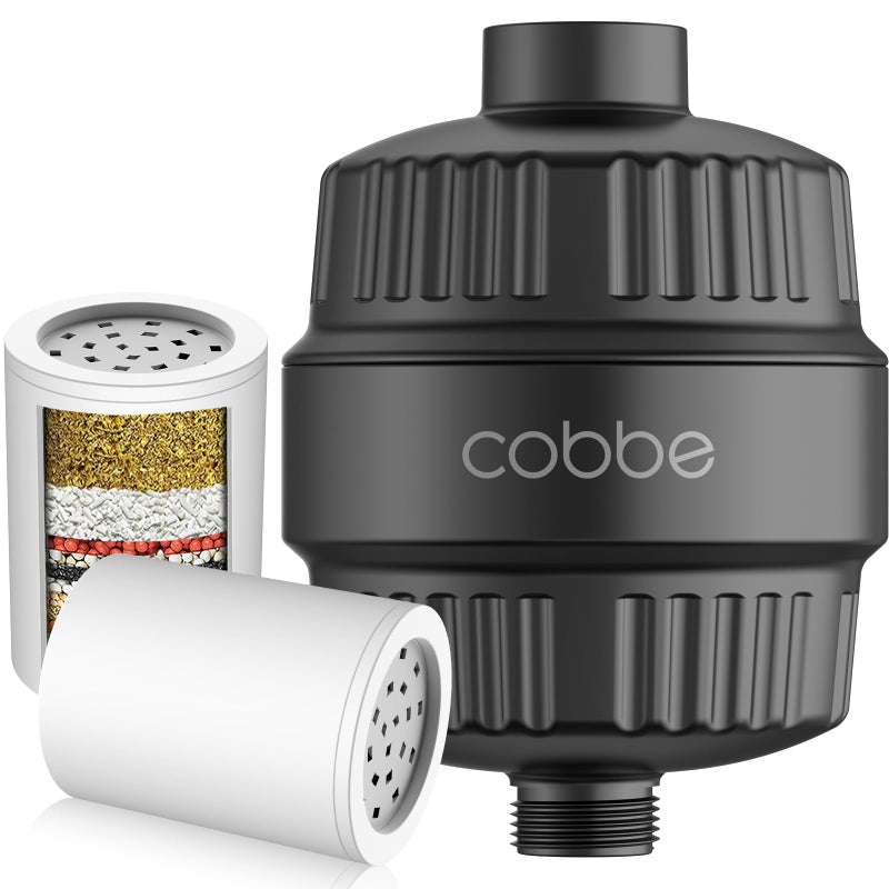Cobbe Shower Filter for Hard Water  High Output Shower Filter for Removing Chlorine and Harmful Substances Matte Black