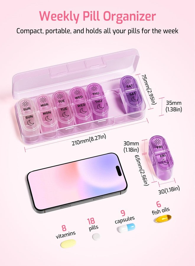 Daviky Weekly Pill Organizer 2 Times a Day, 7-Day AM PM Medicine Case, Travel-Friendly Pill Box for Fish Oils, Vitamins & Supplements - Image 2