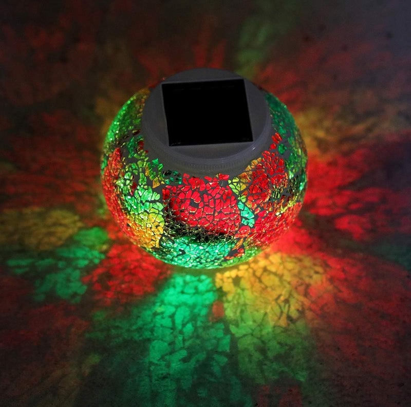 WSgift Color Changing Solar Powered Glass Mosaic Ball Led Garden Lights, Rechargeable Solar Table Lights, Outdoor Waterproof Solar Night Lights Table Lamps for Decorations, Ideal Gifts - Image 5