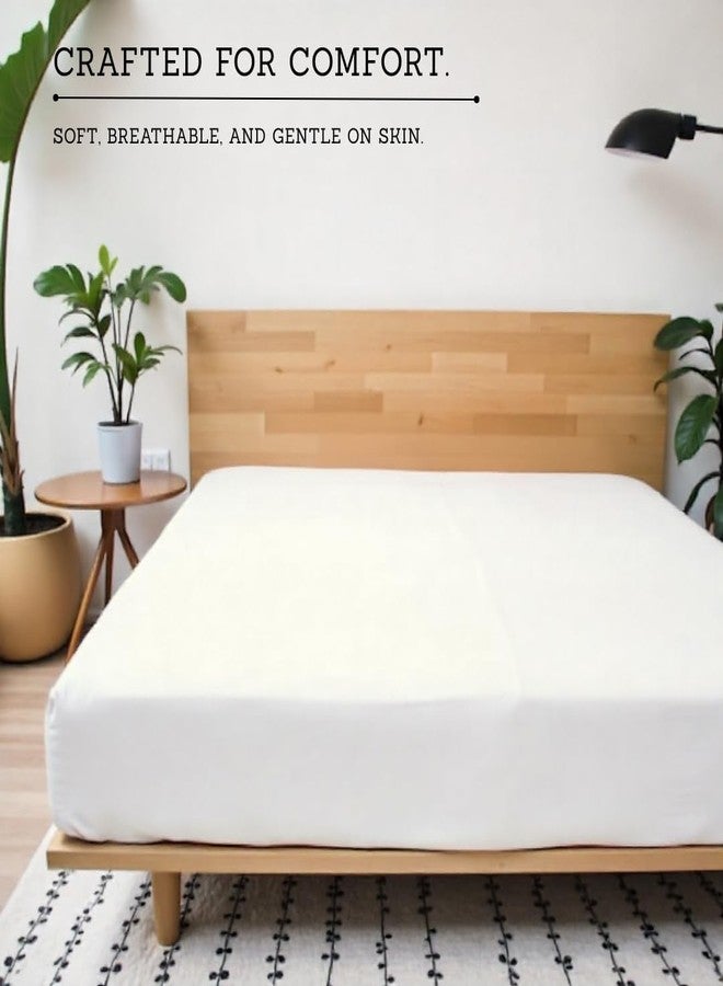 Sheets Stargazer 800 Thread Count Egyptian Cotton, Solid Bottom Fitted Sheet King Size, Extra Deep Pocket 18 Fitted Sheet Only-Ivory King Size - Image 2