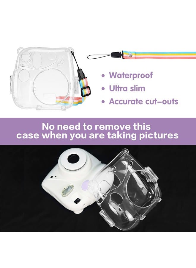 Mosiso Protective Case Compatible with Instax Mini 7+ Instant Camera, Hard Shell Camera Case Cover with Adjustable Rainbow Shoulder Strap, Crystal Clear - Image 4