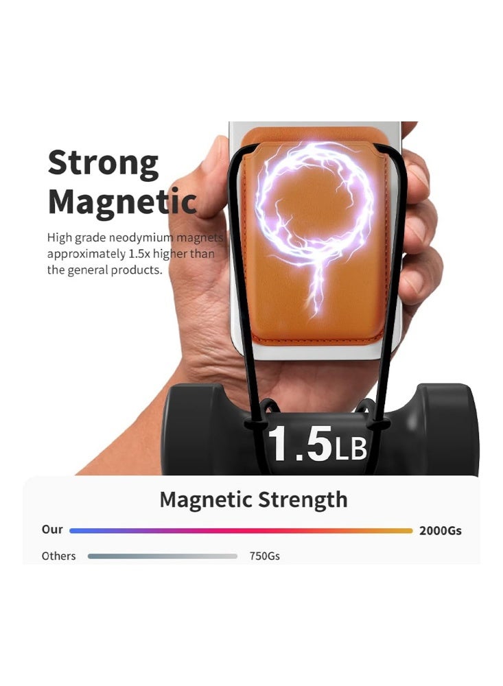 Sinjimoru Magnetic Card Wallet, Premium Vegan Leather Phone Wallet for MagSafe 3-Card Holder Compatible with iPhone 17 16 15 14 13 12 Series. Golden Brown - Image 2