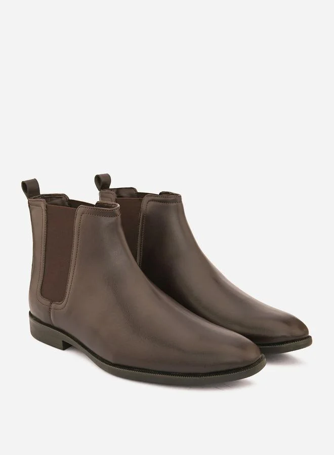 Styli Pointed Toe Leather Ankle Boots