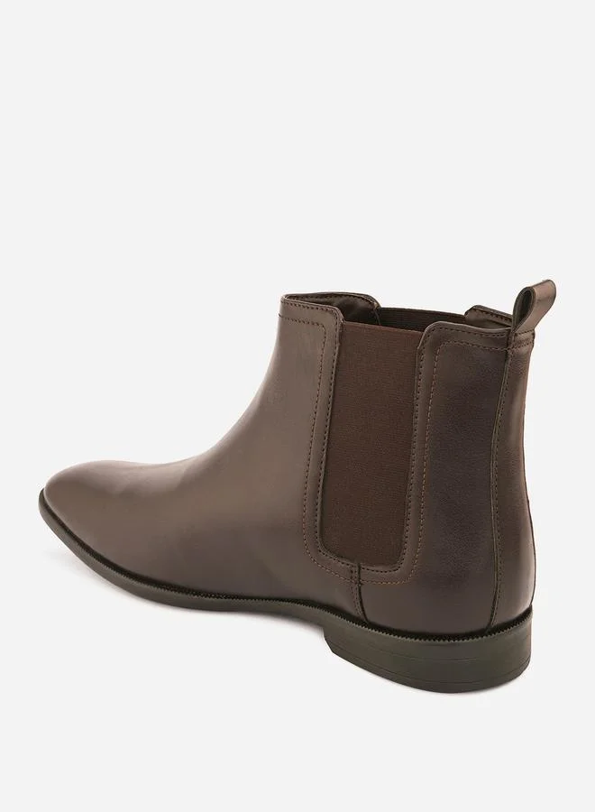 Styli Pointed Toe Leather Ankle Boots
