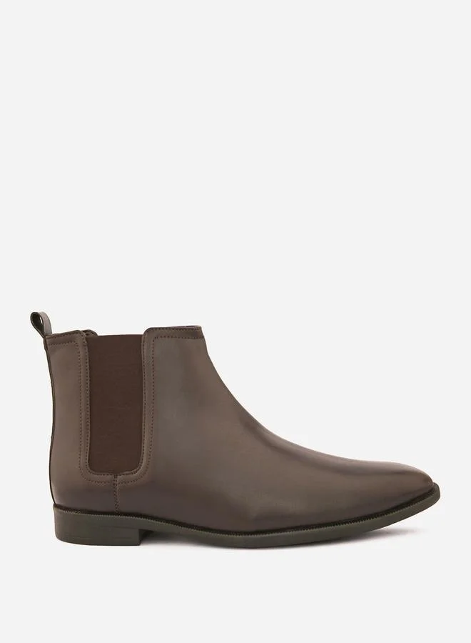 Styli Pointed Toe Leather Ankle Boots