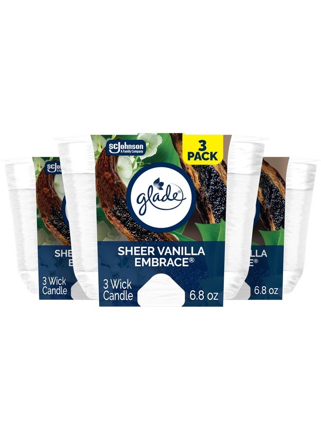 Glade Glade Sheer Vanilla Embrace 3-Wick Fragrance Candle, Essential Oil Infused, Air Freshener, 6.8 Oz, 3 Count  - Image 1