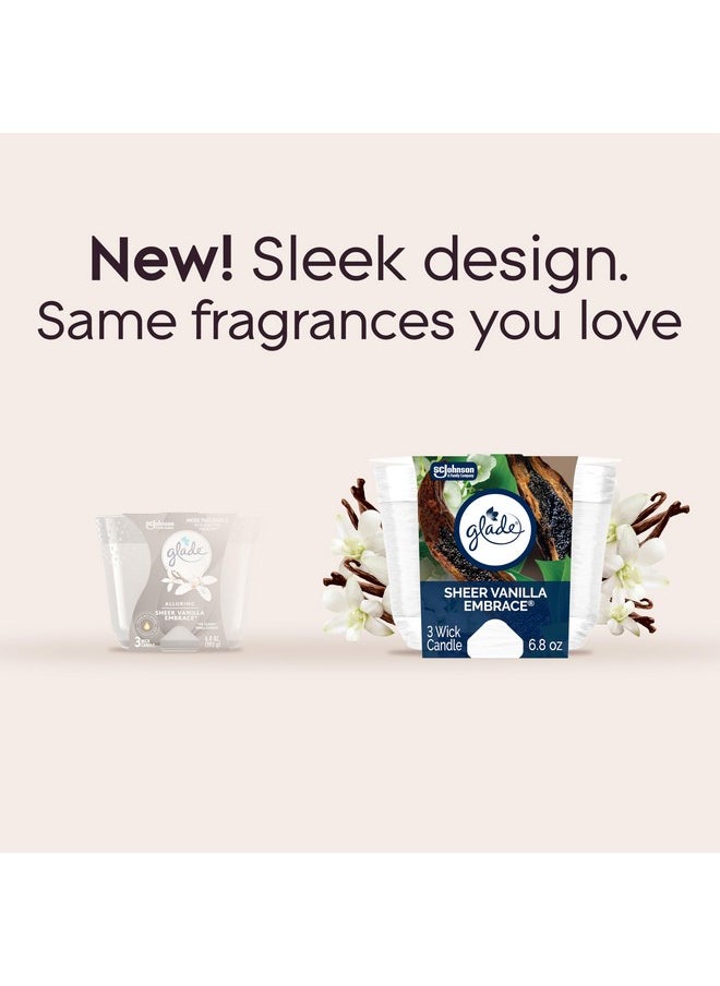 Glade Glade Sheer Vanilla Embrace 3-Wick Fragrance Candle, Essential Oil Infused, Air Freshener, 6.8 Oz, 3 Count  - Image 3