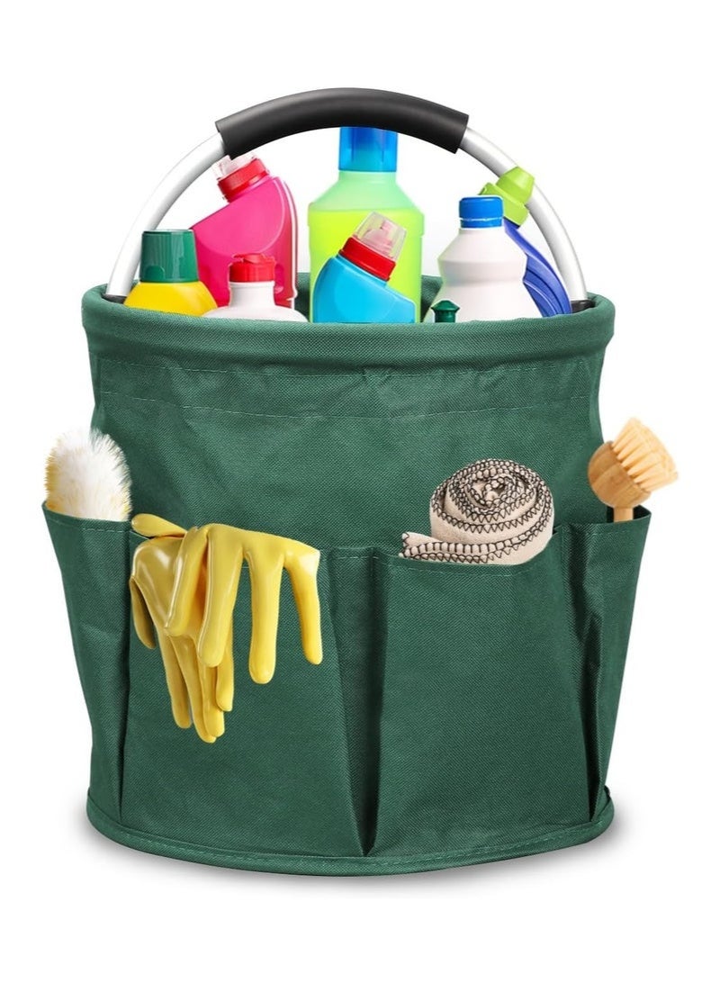 Arabest 17L Cleaning Tool Storage Basket, Foldable Cleaning Supply Caddy, Cleaning Caddy Cleaning Products Organizers, Portable Multi Cleaning Bucket Bag for Home, Garden (Green) - Image 1