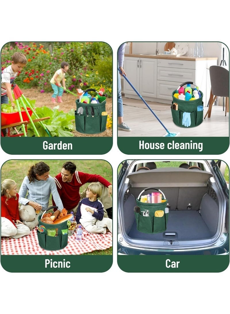 Arabest 17L Cleaning Tool Storage Basket, Foldable Cleaning Supply Caddy, Cleaning Caddy Cleaning Products Organizers, Portable Multi Cleaning Bucket Bag for Home, Garden (Green) - Image 2