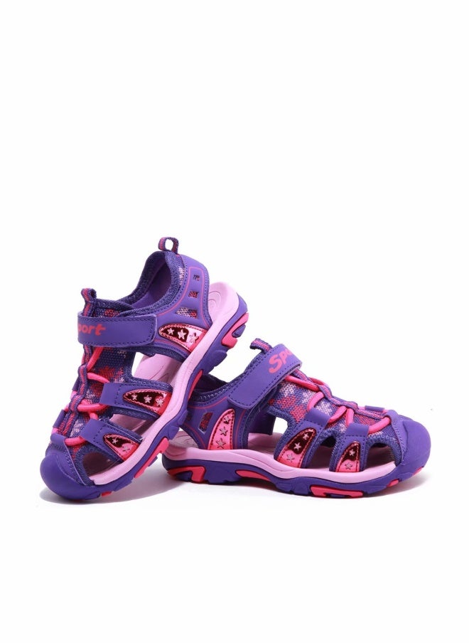BODATU Girls' Summer Outdoor Beach Sports Closed-Toe Sandals Purple, 7.5 Toddler - Image 1