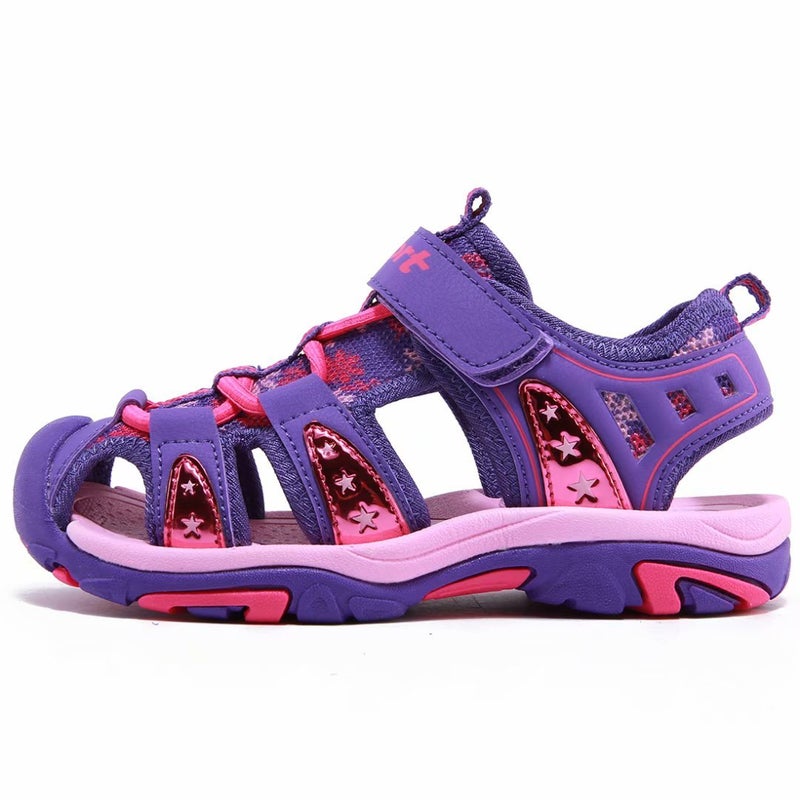 BODATU Girls' Summer Outdoor Beach Sports Closed-Toe Sandals Purple, 7.5 Toddler - Image 2