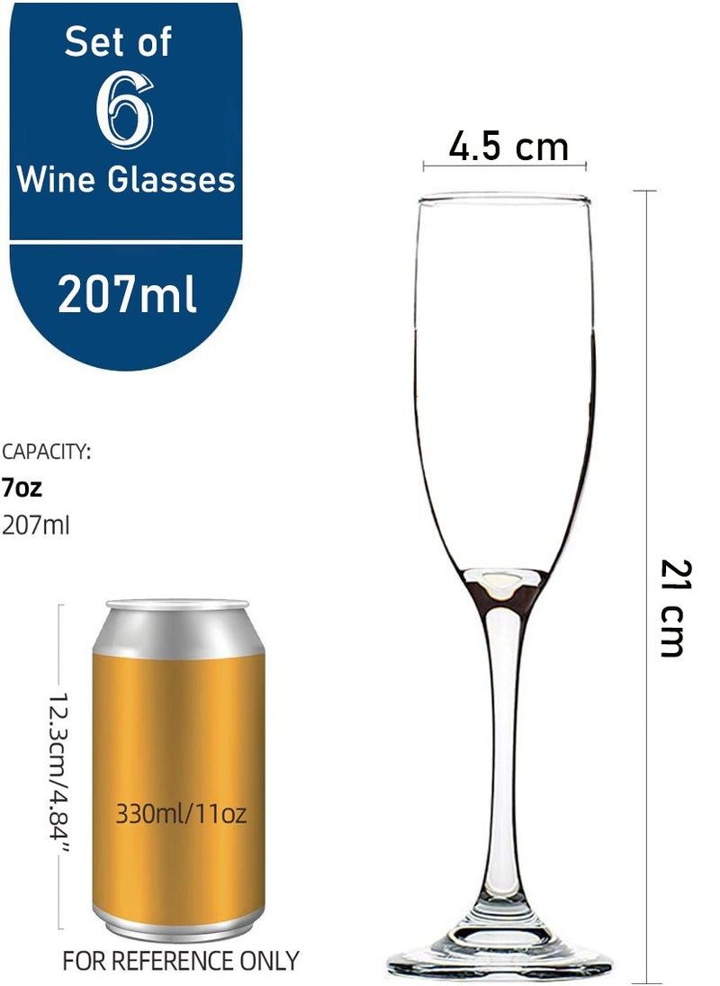 3Diamonds [3Diamonds] Champagne Glass Set of 6, 6.7 oz (190 ml )champagne glasses, Luxury wine glasses for picnic, Crystal Clear, Dishwasher Safe Wine Glass for Anniversary Wine glass Gift Set Made in Bulgaria  - Image 2