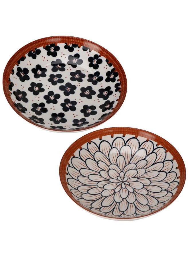 OLWICK® Ceramic Dinner Plates, 8 inches Round Kitchen Dinner Dishes for Dessert, Appetizer, Pasta, Salad, Sandwich, Microwave Oven Dishwasher Safe, Set of 2 - Image 1