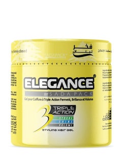 Elegance Elegance Triple Action Hair Gel - Yellow, 500ml | Strong Hold, Glossy Finish, Flexible Styling  - Image 1