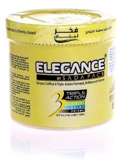 Elegance Elegance Triple Action Hair Gel - Yellow, 500ml | Strong Hold, Glossy Finish, Flexible Styling  - Image 2