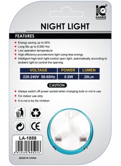 KADRIS LED Night Light Soft Lighting And Energy saving 1W for Bedroom,Kitchen, Hallway, Stairs Operating power 220V-240V with UK plug LA-1260 Assorted Color  - Image 2
