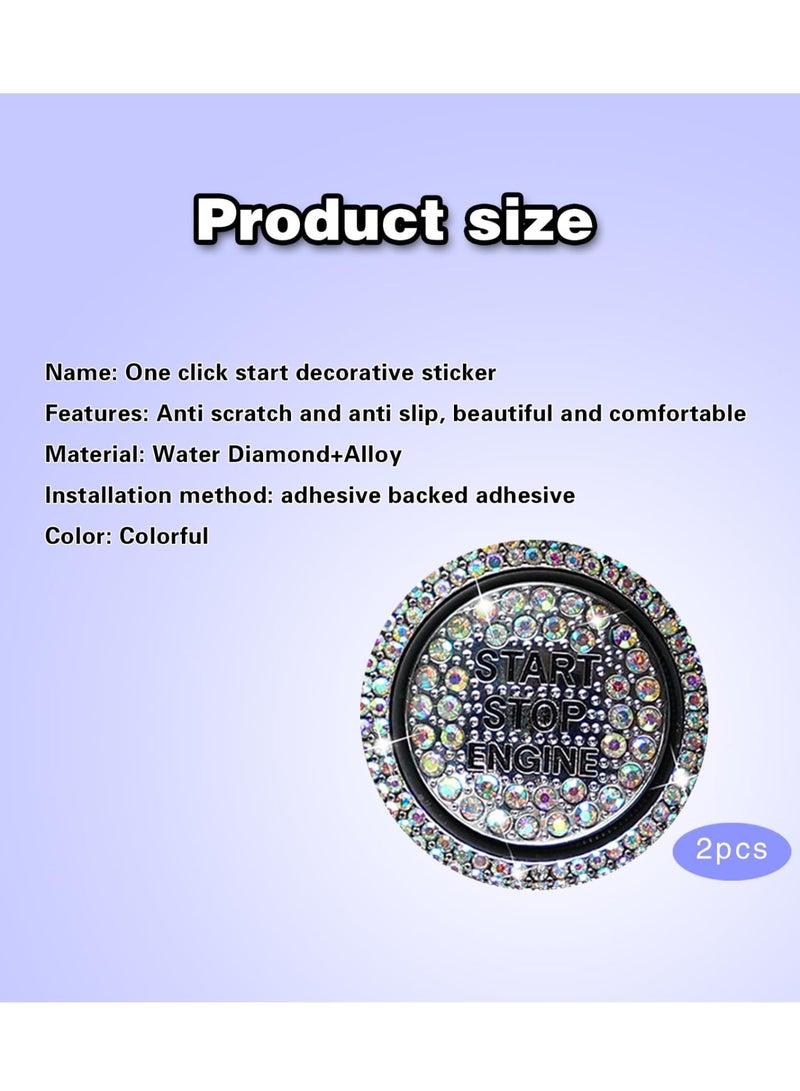 2 PCS Car One-on Start on Outer Ring Sticker, Sparkling Rhinestones Fully Protect on Decorative Cover, Self-Adhesive Anti-Scratch Accessory, for Most Models - Image 5