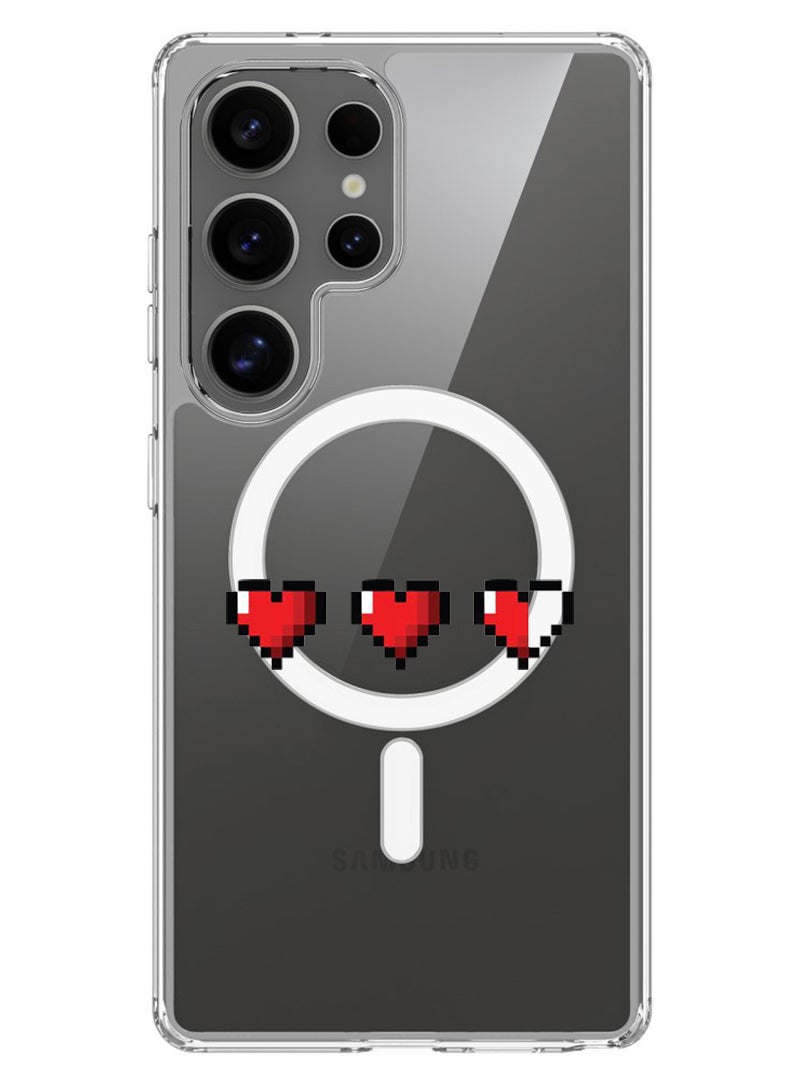 Theodor Magnetic Case for Samsung Galaxy S25 Ultra 6.9-inch Compatible with MagSafe Wireless Charging, Shockproof Phone Bumper Cover 3 Hearts - Image 1