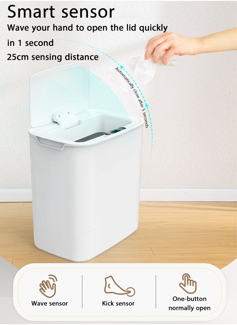 Jourvent 3.7 Gallon/14L Automatic Bathroom Trash Can, Touchless Motion Sensor Garbage Can with Lid, Smart Plastic Slim Wastebasket for Bathroom, Office, rv, Bedroom, Living Room  - Image 2