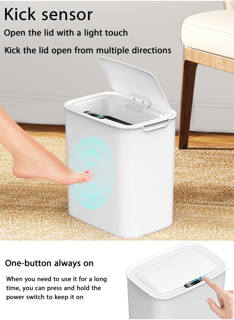 Jourvent 3.7 Gallon/14L Automatic Bathroom Trash Can, Touchless Motion Sensor Garbage Can with Lid, Smart Plastic Slim Wastebasket for Bathroom, Office, rv, Bedroom, Living Room  - Image 3