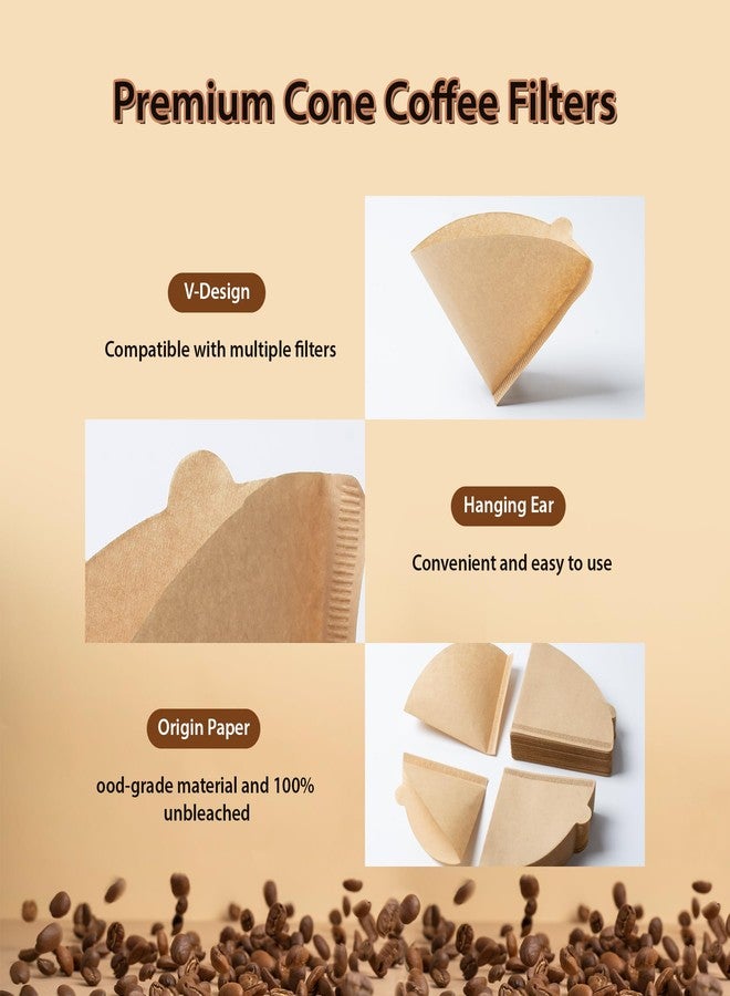 PakTalk Coffee Filters V60 Coffee Filter Size 02 Cone Coffee Filters 2-4 Cups for Pour Over and Drip Coffee Maker(Natural Brown, 100 Count) - Image 5