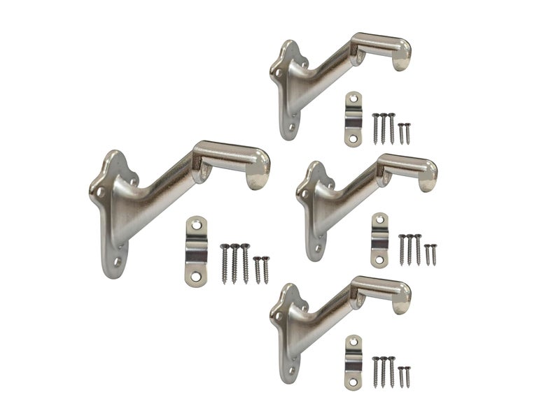 QCAA HandRail Brackets 3 Zinc Die Cast Brushed Nickel 4 Pack Made in Taiwan - Image 2