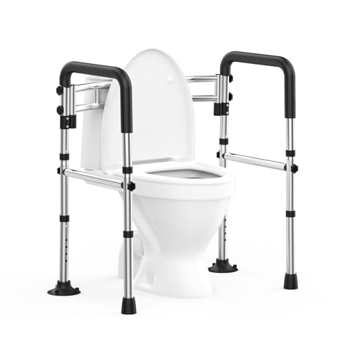 UGarden Upgraded Toilet Safety Rails 380LBS Stainless Steel Toilet Rail Frame Adjustable Stand Alone Toilet Support with NonSlip Grips Suction CupsToolFree Assembly Fits for ElderlyDisabled - Image 1