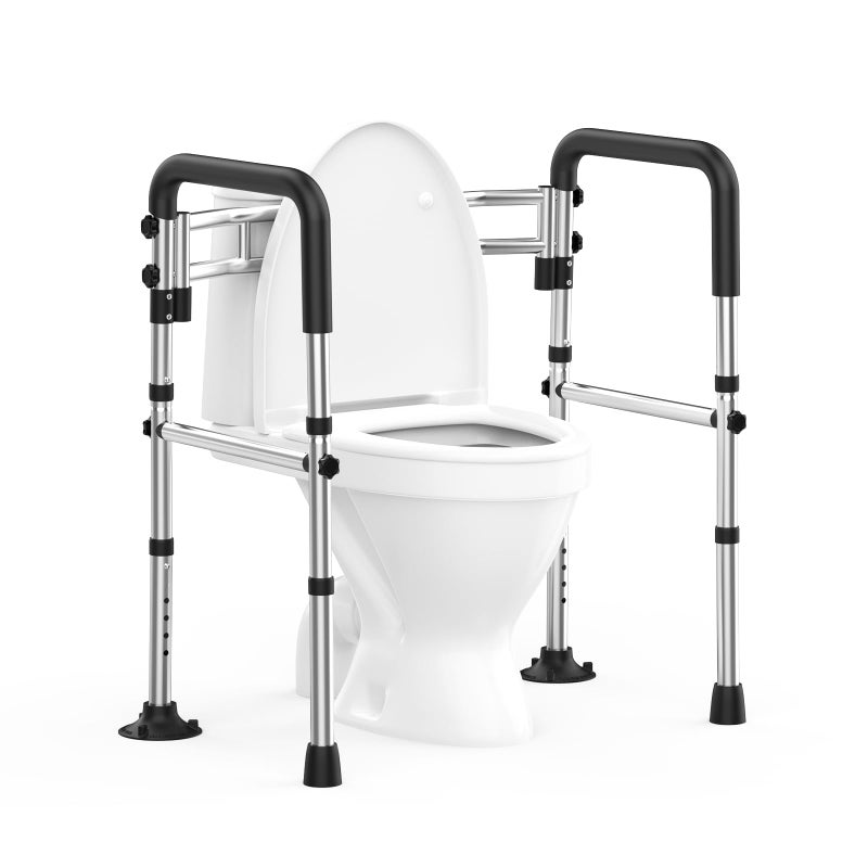 UGarden Upgraded Toilet Safety Rails 380LBS Stainless Steel Toilet Rail Frame Adjustable Stand Alone Toilet Support with NonSlip Grips Suction CupsToolFree Assembly Fits for ElderlyDisabled - Image 2