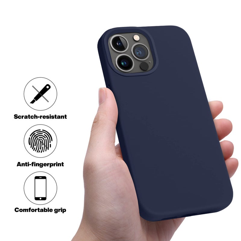 OTOFLY Compatible with iPhone 13 Pro Case,Ultra Slim Fit iPhone Case Liquid Silicone Gel Cover with Full Body Protection Anti-Scratch Shockproof Case (Midnight Blue) - Image 4