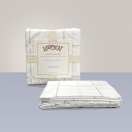 SleepyCat Cotton Pillow Case with Envelope Closure - 1 Piece | Coloured with AZO-Free Dyes and Oeko-Tex Certified | Machine Washable, Overboard Checks (Cuddle Size, 52x20 Inches), 200 TC - Image 5