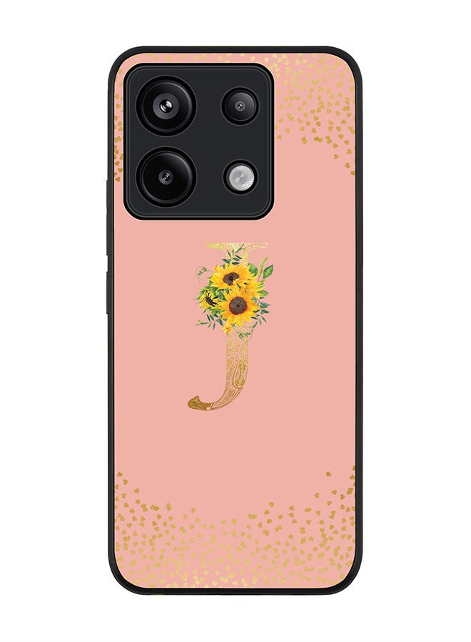 Stylizedd Rugged Case for Xiaomi Redmi Note 13 Pro 5G Case Cover- Custom Monogram Initial Letter Mandala Floral Pattern Alphabet - J(Rose Pink) - Image 1