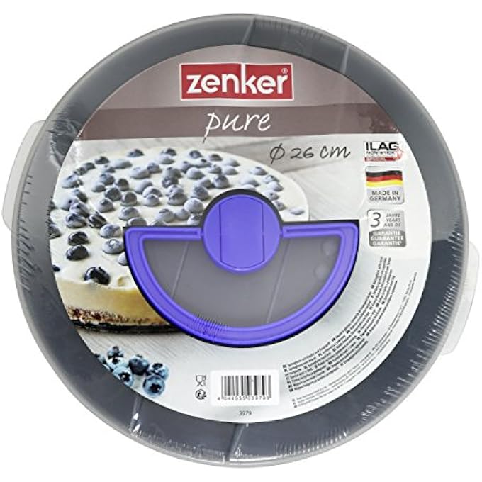 Zenker Z3979 Springform Cake Tin 26 cm with Lid from The Pure Series NonStick Baking Mould Round Cake Tin with Flat Base to Go Baking Mould Colour Black Quantity 1 Piece - Image 2