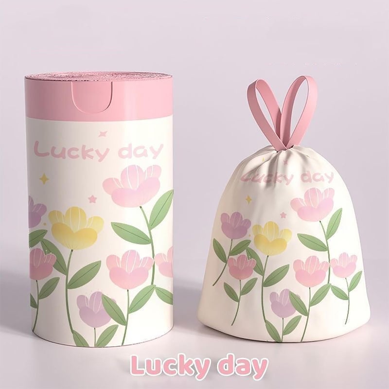 KASTWAVE 4 Gallon Trash Bags, 100 Count Drawstring Garbage Bags - Tear-Resistant, Leak-Proof Small Trash Liners for Bathroom, Office, Kitchen, Bedroom - Pink Floral Printed Heavy Duty Trash Can Bags - Image 2