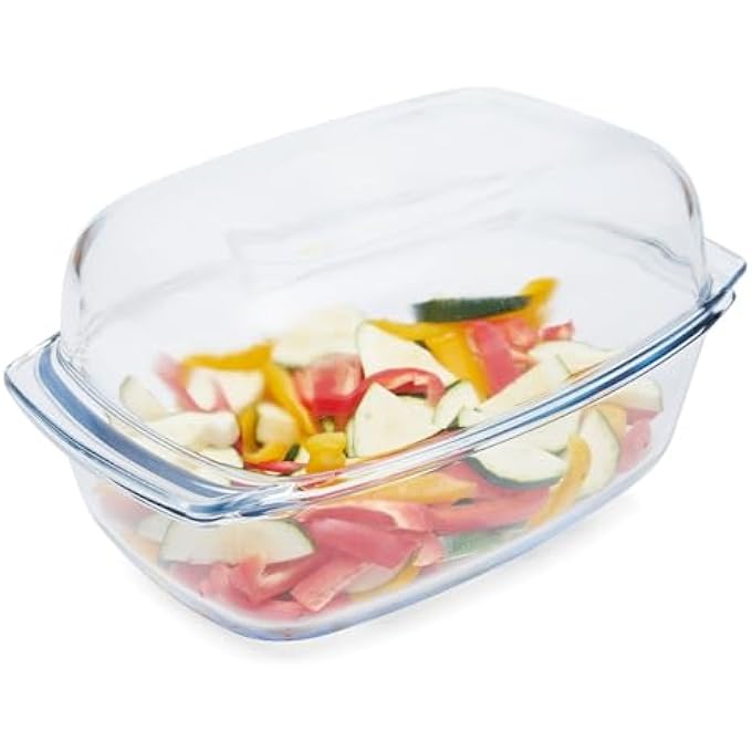 ريحني طاجن زجاجي مستطيل 7 أرطال زجاج مقاوم للحرارة الزجاج المقاوم للحرارة مناسب لموقد الغاز والكهرباء والأفران - Image 1