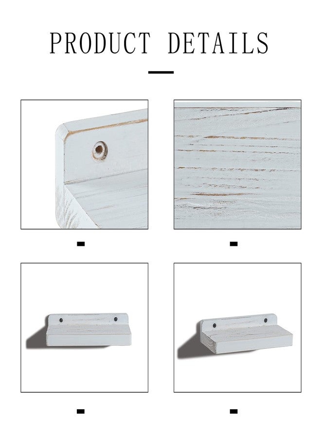 Freezing point Small Floating Shelves for Wall Set of 2 Natural Wood 8Inch Mini Wall Shelf Decor Plant Display Collectibles Mounted Kitchen Bathroom Bedroom Corner Decorative Storage Tiny Stand White - Image 4