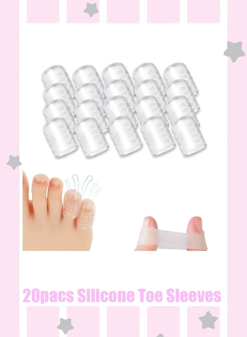 20pcs Silicone Anti-Friction Toe Protector, Silicone Toe Protectors, Gel Toe Protectors, Breathable Little Toe Covers, Blisters, Calluses, Corns Protection - Image 1