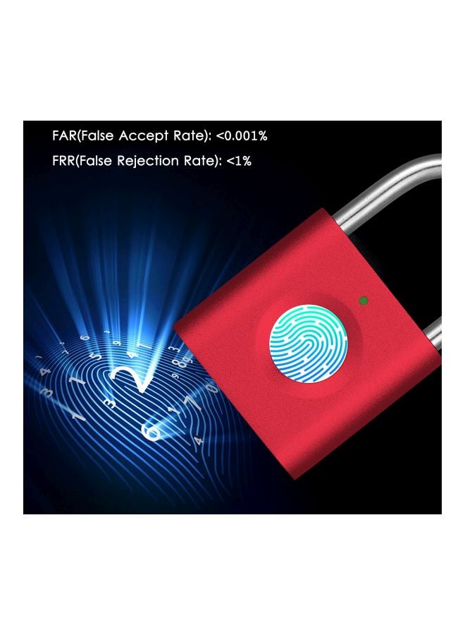 Rechargeable Smart Fingerprint Padlock Red/Silver/Green 5.04x2.9x1.3cm - Image 2
