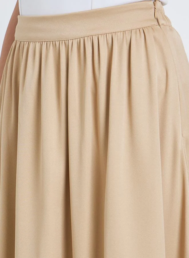 Styli Styli Solid Pleated Detail A-Line Maxi Skirt