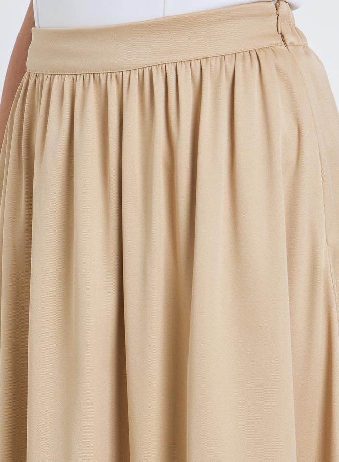 Styli Solid Pleated Detail A-Line Maxi Skirt - Image 3