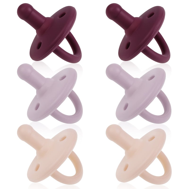 Sweet Child Pacifiers 0-18 Months, Set of 6 Ultra-Light Silicone Binkies with Collapsible Handle & 3 Air Holes for Added Safety, Best Newborn Pacifiers for Baby Boys Or Girls - Image 1