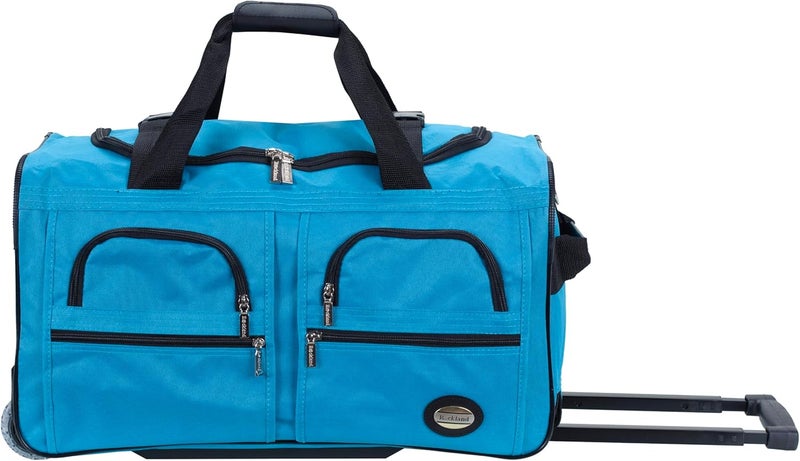 Rockland 22-Inch Rolling Duffel Bag in Turquoise with Multiple Pockets - Image 1