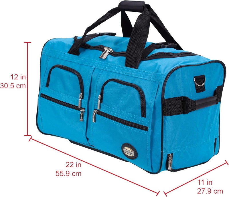 Rockland 22-Inch Rolling Duffel Bag in Turquoise with Multiple Pockets - Image 3